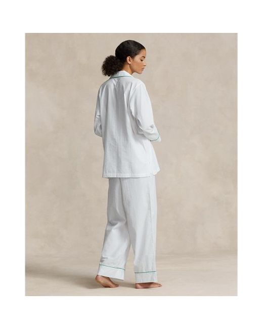 Polo Ralph Lauren Gestreepte Seersucker Pyjamaset in het Blue