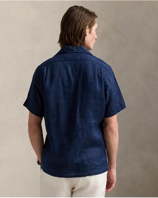 Polo Ralph Lauren Blue Classic Fit Linen Camp Shirt for men