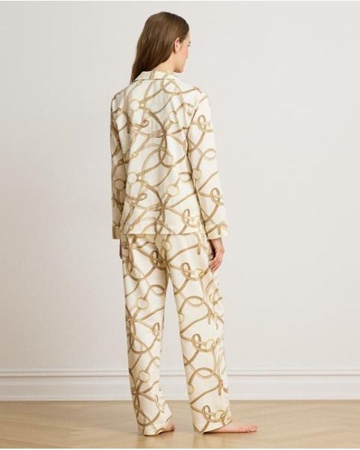 Ralph Lauren Metallic Belting-Print Sateen Sleep Set