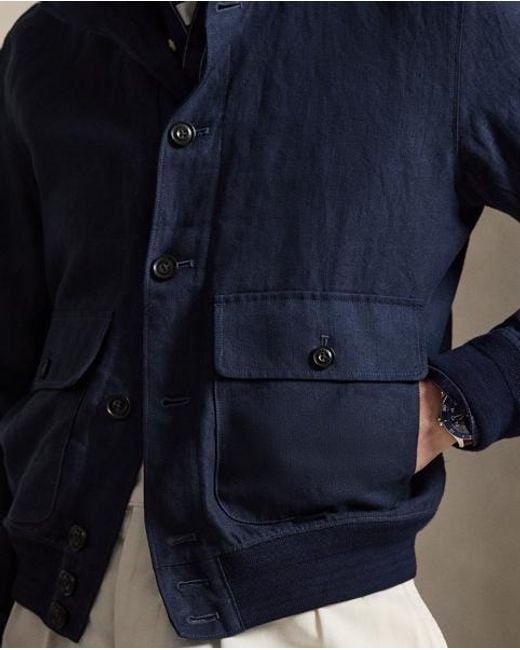 Polo Ralph Lauren Blue The Barrett Linen Herringbone Jacket for men