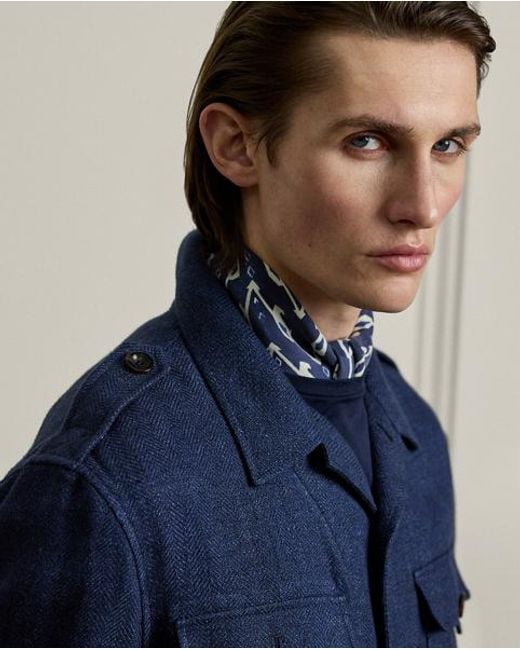 Ralph Lauren Blue Hand-Tailored Linen-Blend Jacket for men