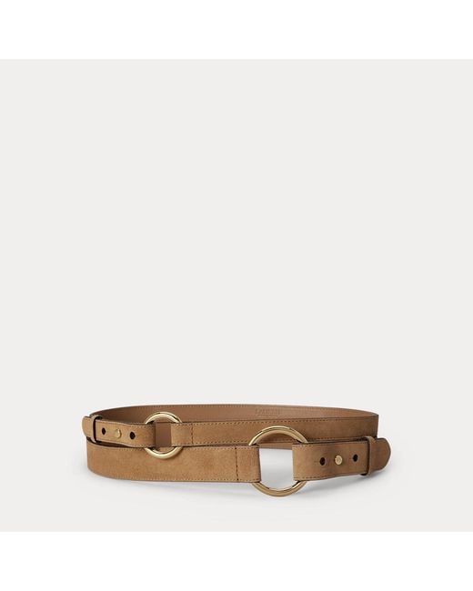 Ralph Lauren Brown Wide Stacked Suede O-Ring Belt