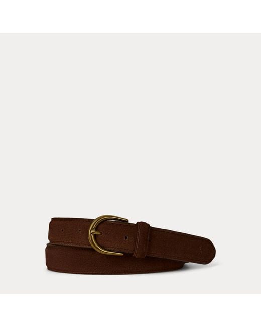 Polo Ralph Lauren Brown Brass-Buckle Suede Belt for men