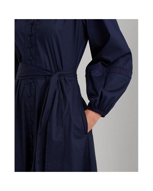 Vestido camisero de algodón con cinturón Lauren by Ralph Lauren de color Blue