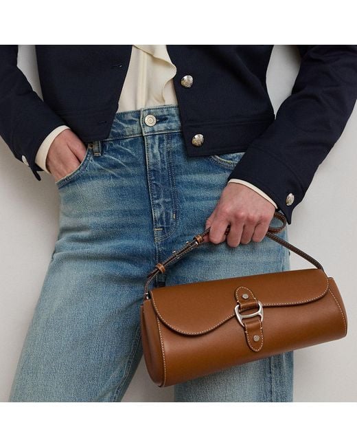 Ralph Lauren Blue Leather Medium Tasha East-West Bag