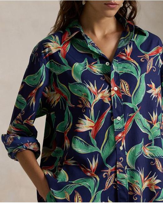 Chemise Fleurie Oversize Fit Polo Ralph Lauren en coloris Blue