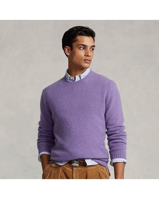 Polo Ralph Lauren Suede-patch Wool-cashmere Jumper in French Lavender ...