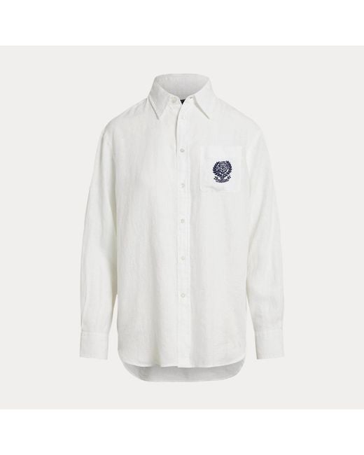 Polo Ralph Lauren White Wimbledon Oversize Fit Linen Shirt