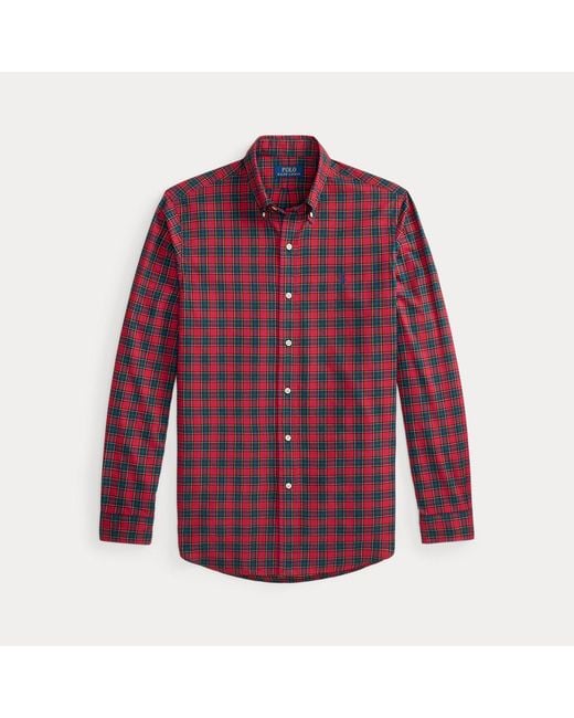 Polo Ralph Lauren Red Custom Fit Plaid Twill Shirt for men
