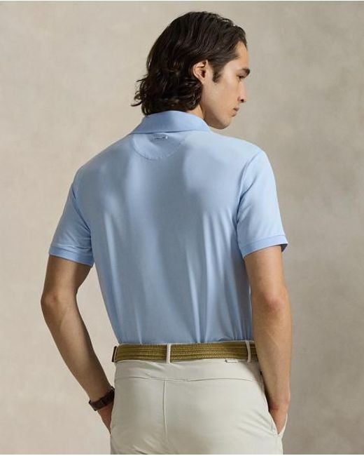 Ralph Lauren Blue Tailored Fit Performance Polo Shirt for men