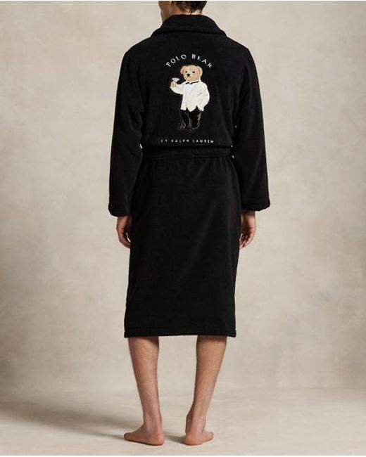 Polo Ralph Lauren Black Polo Bear Cotton Terry Robe for men