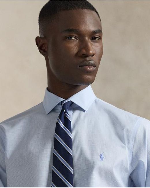 Polo Ralph Lauren Blue Custom Fit Textured Shirt for men
