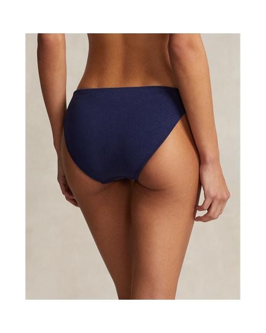 Polo Ralph Lauren Blue Hipster-Bikinihose mit Seitenbahnen