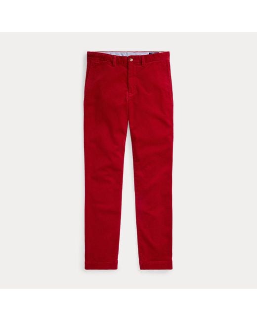 Polo Ralph Lauren Red Straight Fit Stretch Corduroy Trousers for men