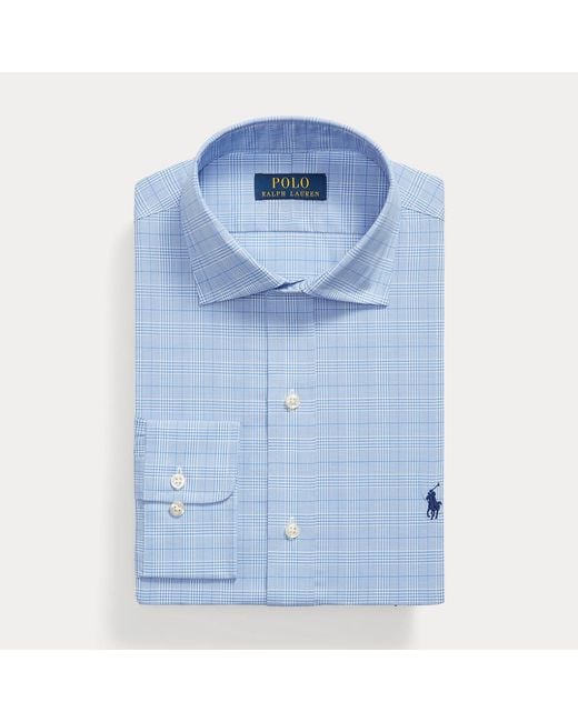 Polo Ralph Lauren Blue Custom Fit Glen Plaid Poplin Shirt for men