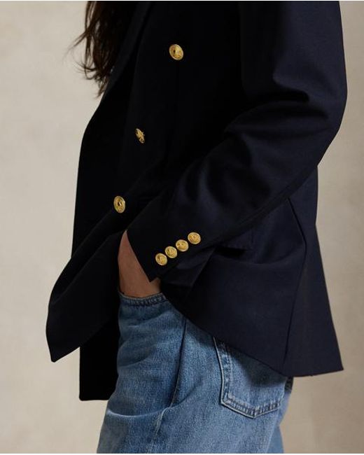 Polo Ralph Lauren Black Double-Breasted Stretch Wool Blazer