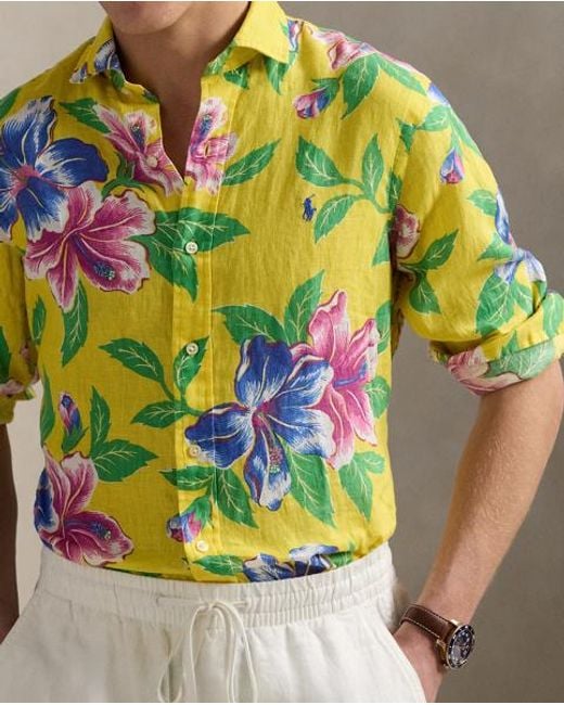 Chemise Classique Motif Hibiscus En Lin Polo Ralph Lauren pour homme en coloris Green