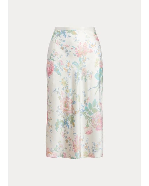 Ralph Lauren Multicolor Floral Satin Midi Skirt