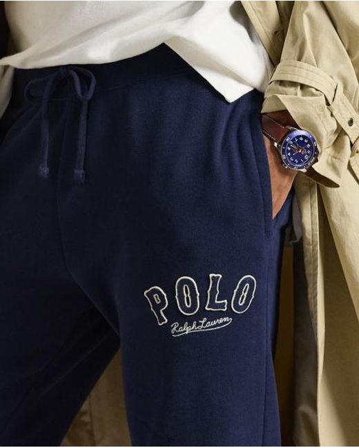 Polo Ralph Lauren Blue The Rl Fleece Western Logo Jogging Bottoms for men