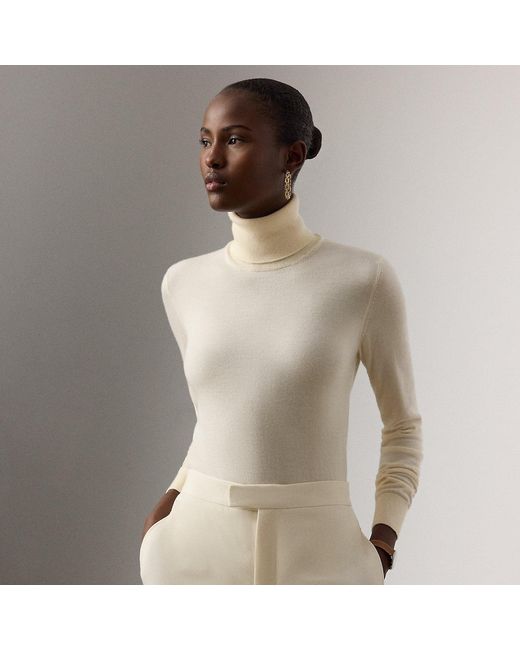 Ralph Lauren Natural Cashmere Turtleneck Sweater