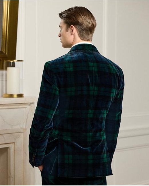 Ralph Lauren Black Kent Hand-Tailored Plaid Velvet Jacket for men