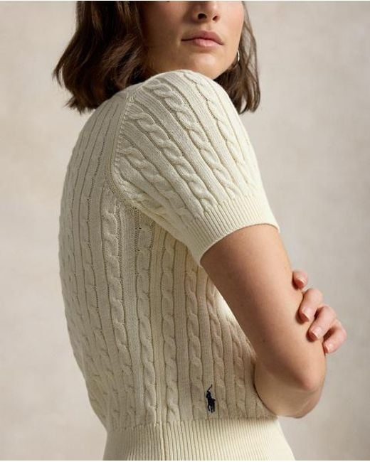 Polo Ralph Lauren Natural Mini-Cable Short-Sleeve Henley Jumper