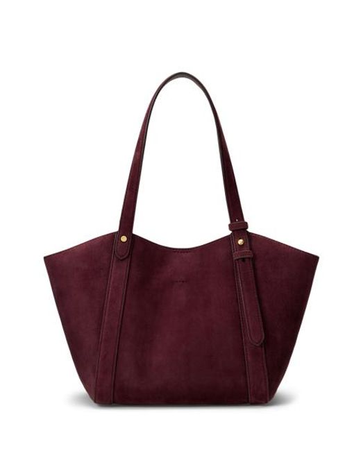 Ralph Lauren Purple Sheep-Suede Small Tasha Tote Bag