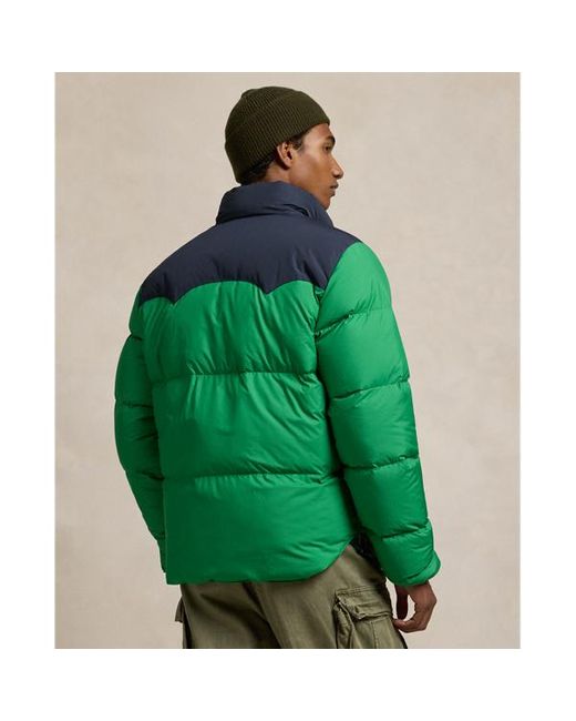 Polo Ralph Lauren Green Colour-blocked Down Western Jacket for men