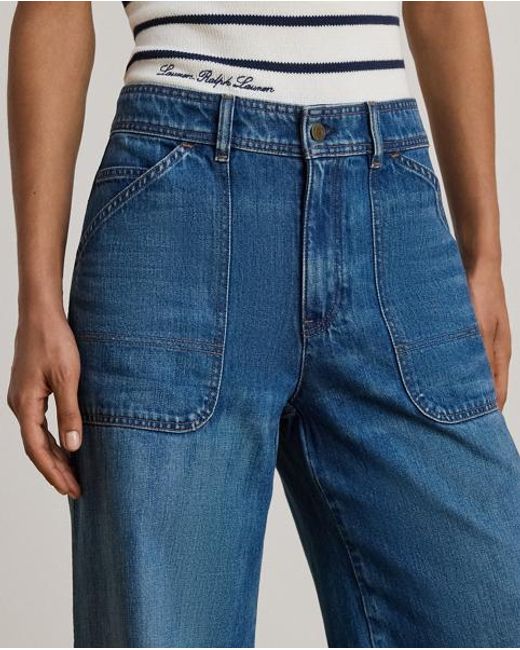 Ralph Lauren Blue High-Rise Wide-Leg Jean