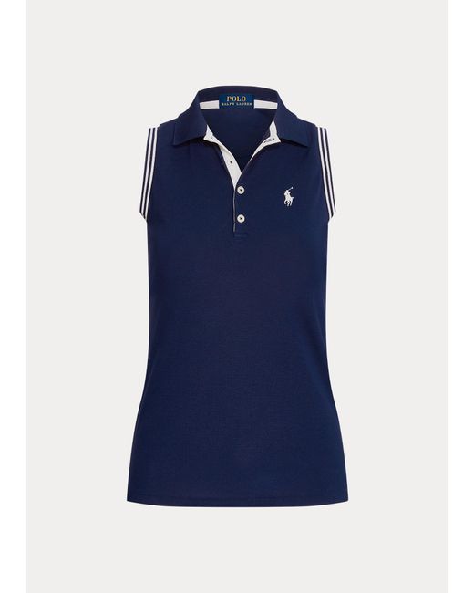 Polo Ralph Lauren Mouwloos Piqué Wimbledon Polo-shirt in het Blue