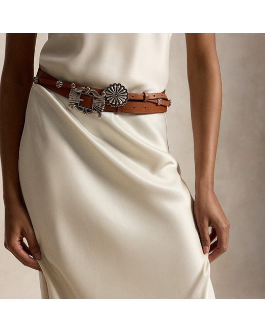 Polo Ralph Lauren Natural Decorative Buckle Leather Belt