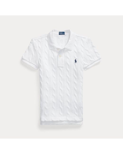 Polo Ralph Lauren White Cable-Knit Polo Shirt