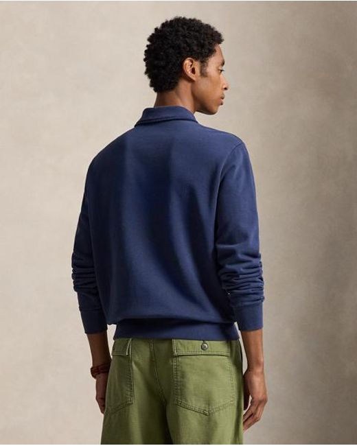 Polo Ralph Lauren Blue Loopback Fleece Collared Sweatshirt for men