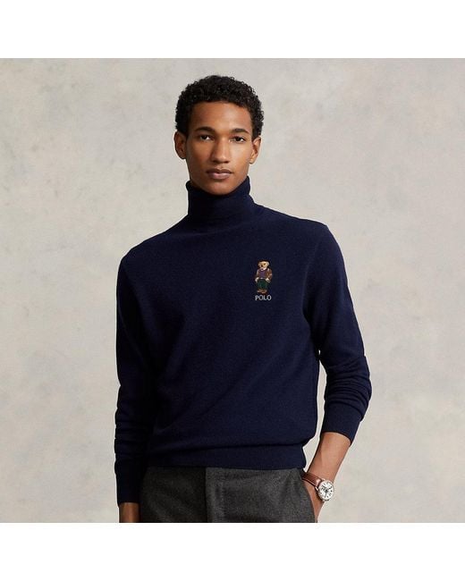 Polo Ralph Lauren Polo Bear Wool Turtleneck Sweater in Blue for Men | Lyst