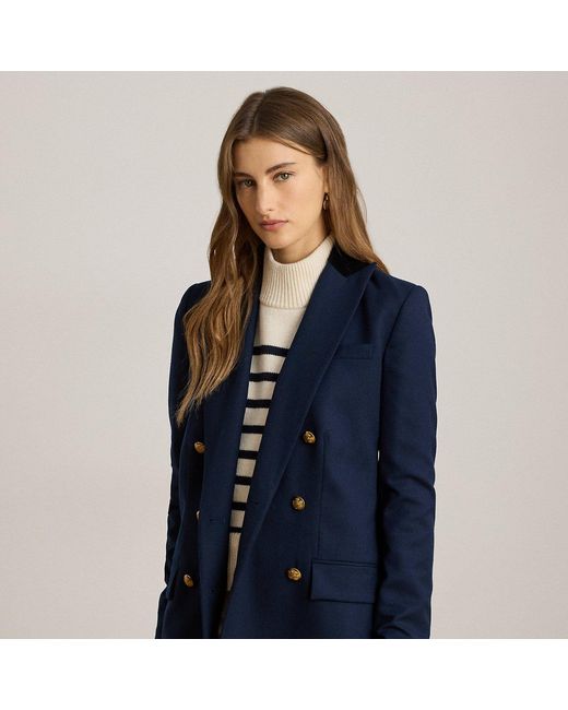 Ralph Lauren Blue Double-Breasted Wool Twill Blazer