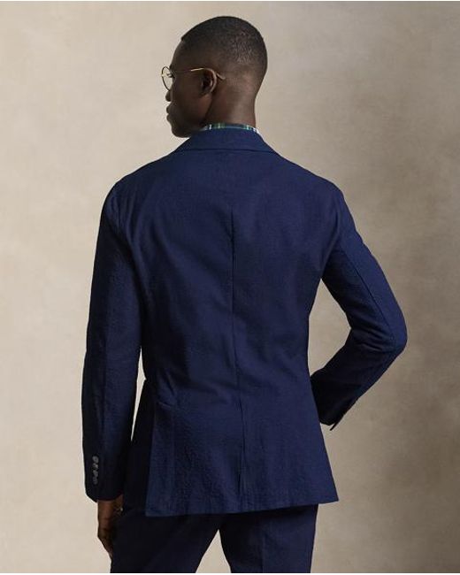 Polo Ralph Lauren Blue Polo Soft Modern-Fit Seersucker Jacket for men