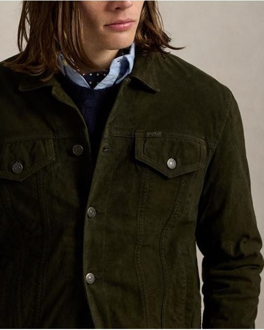 Polo Ralph Lauren Truckerjacke Aus Wildleder in Green für Herren