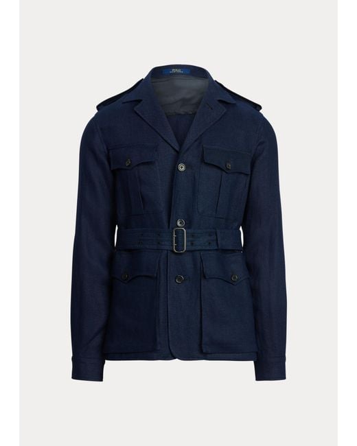 Polo Ralph Lauren Linen Safari Jacket in Blue for Men | Lyst UK
