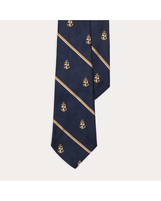Polo Ralph Lauren Blue Vintage-inspired Anchor-stripe Silk Tie for men