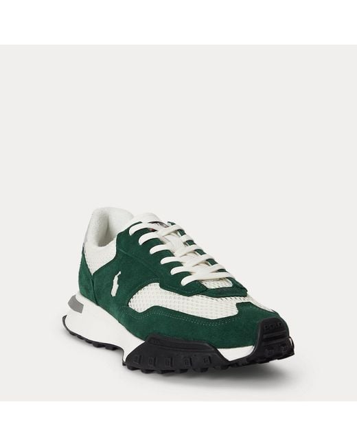 Polo Ralph Lauren Green Eldridge Suede-Panelled Trainer for men