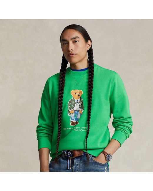 Ralph Lauren Green Polo Bear Fleece Sweatshirt for men