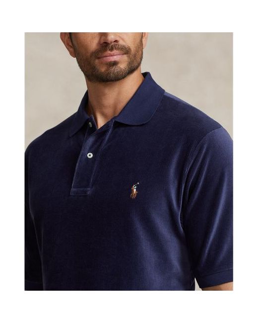 Ralph Lauren Grotere Maten - Gebreid Corduroy Polo-shirt in het Blue voor heren