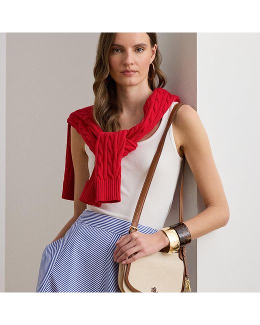 Ralph Lauren Red Canvas Medium Marcy Crossbody Bag