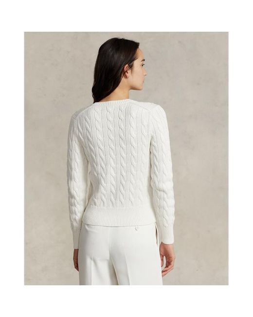 Polo Ralph Lauren White Cable-knit Cotton Cardigan