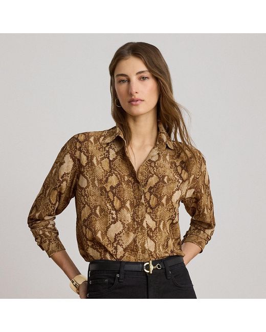 Ralph Lauren Relaxed Fit Overhemd Met Pythonprint in het Brown