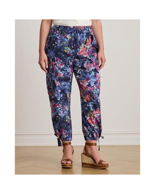 Ralph Lauren Blue Ralph Lauren Print Linen Cargo Ankle Pant