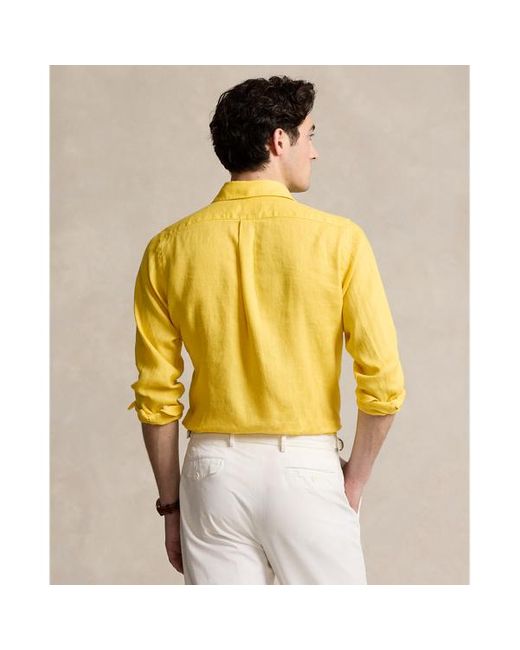 Polo Ralph Lauren Slim Fit Linnen Overhemd in het Yellow voor heren