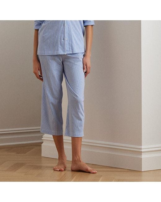 Pijama Capri De Punto Jersey Con Rayas Ralph Lauren de color Blue