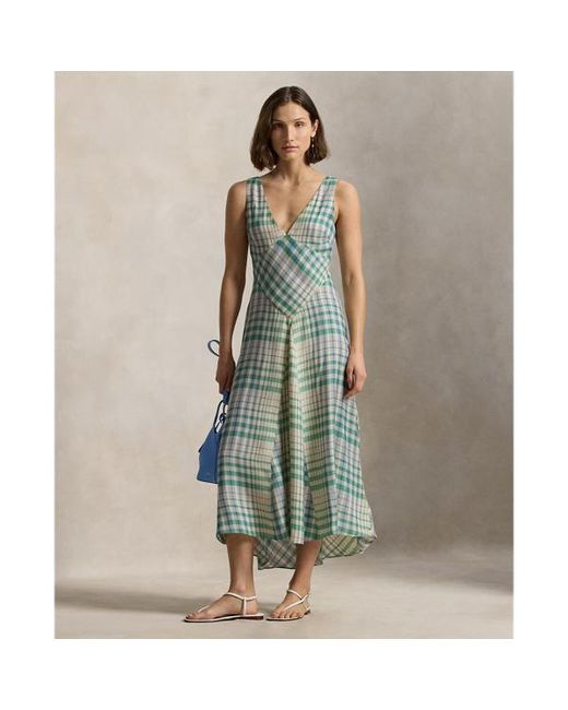 Abito smanicato a pannelli scozzese di Polo Ralph Lauren in Green