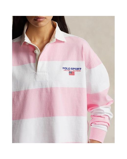 Polo Ralph Lauren Pink Striped Cropped Rugby Shirt